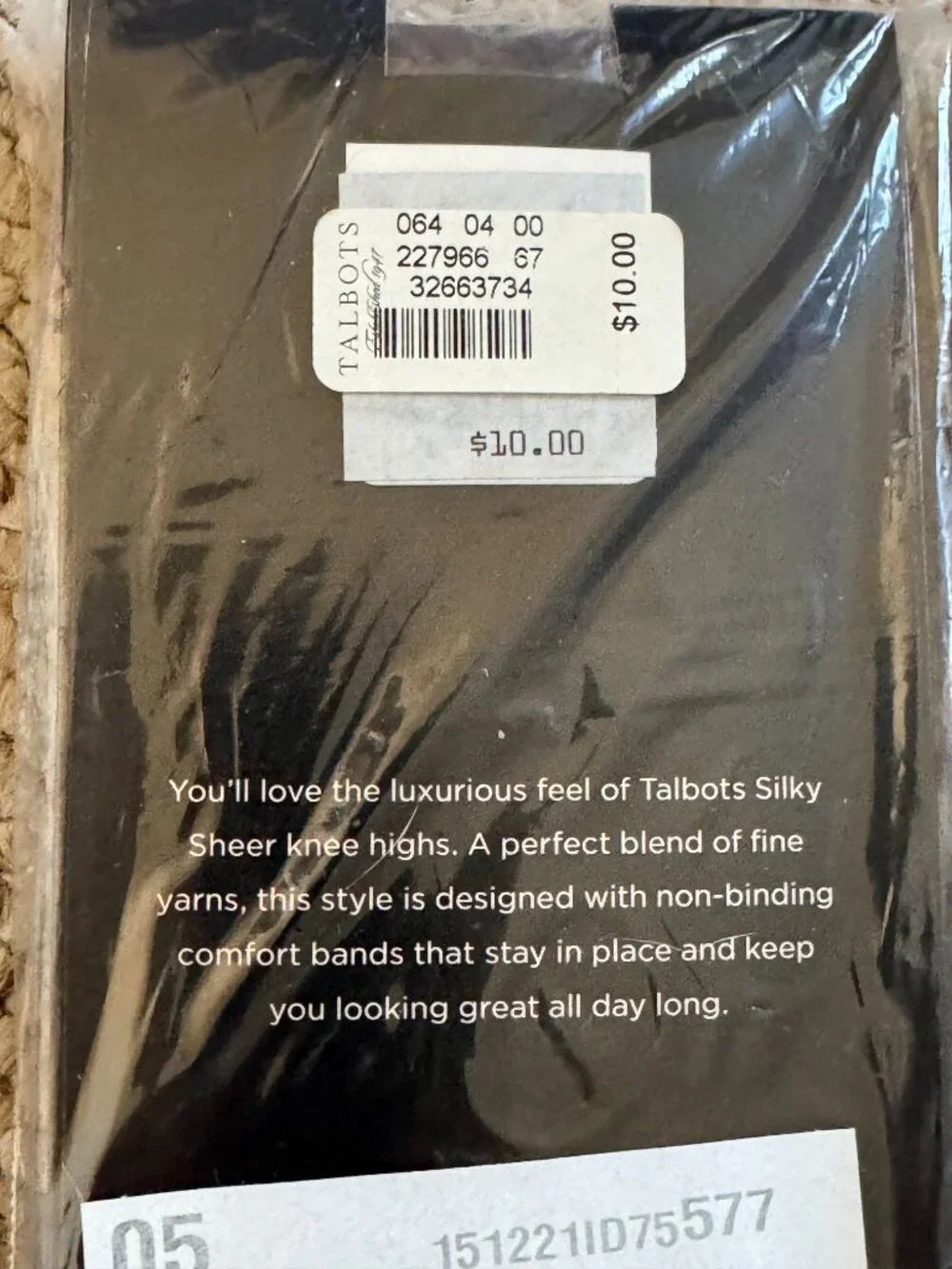 Talbots Silky Sheer Knee High Socks 2 Packs, Soft Brown and Black, NWT